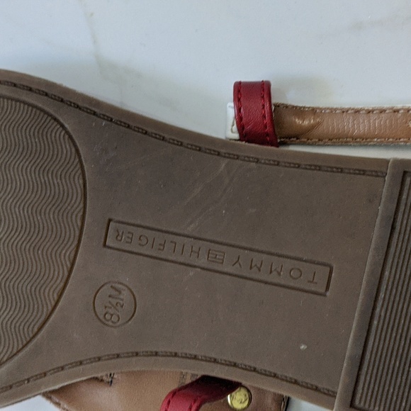 Tommy Hilfiger women's red white and navy flip flop size 8.5 - Picture 4 of 4